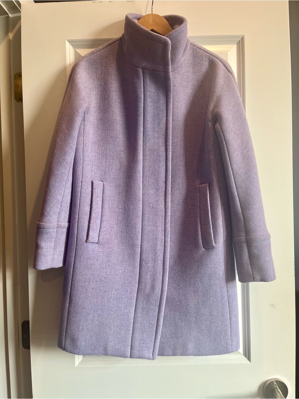J. Crew Lavender Wool-Blend Stand Collar Pea Coat